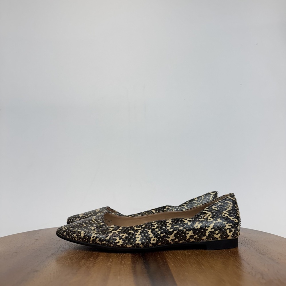 New Womens Coach Vierra Skimmer Leather Snakeskin Print Pointed Toe Flats Size 5 - Picture 5 of 7